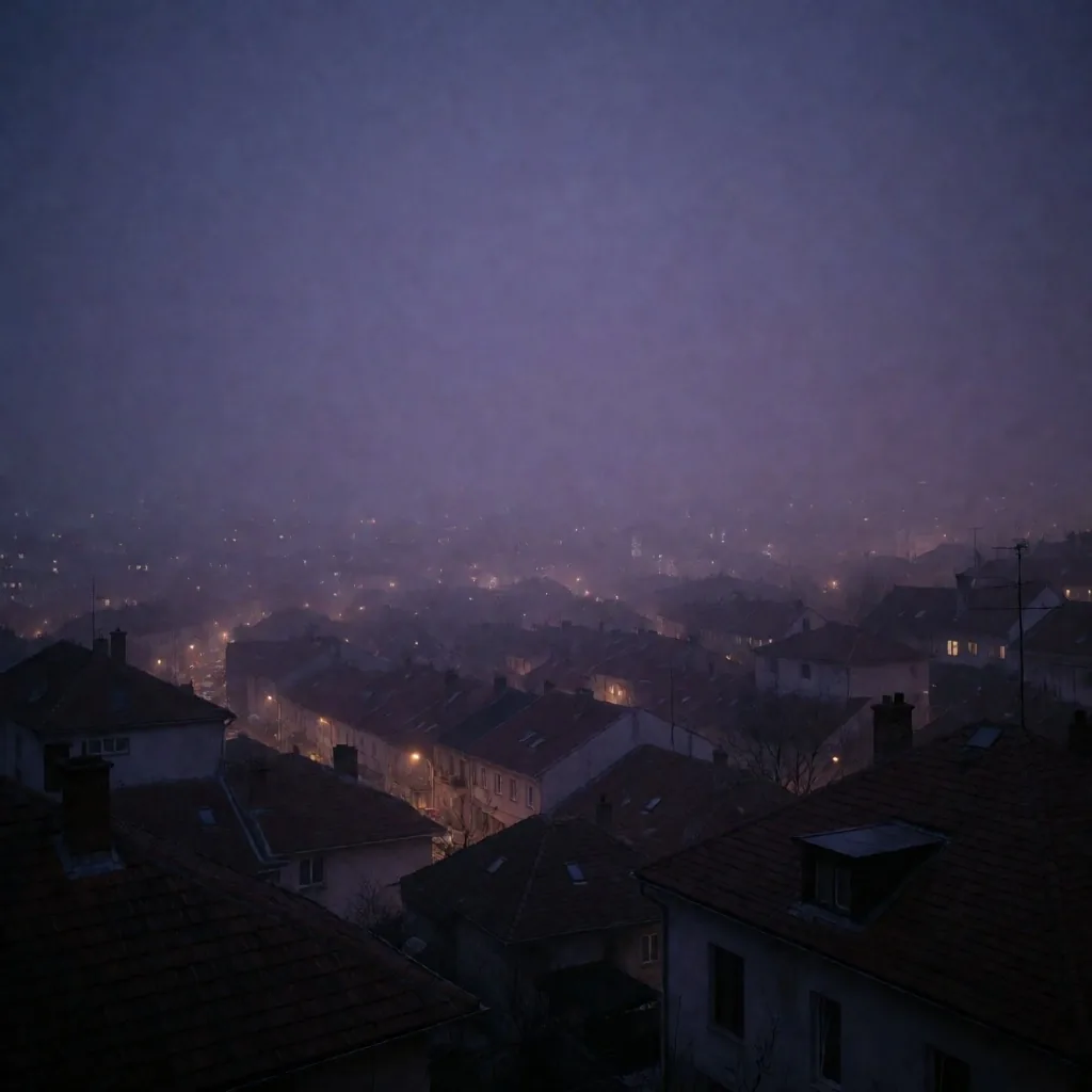 Sarajevo noću s maglom iznad krovova