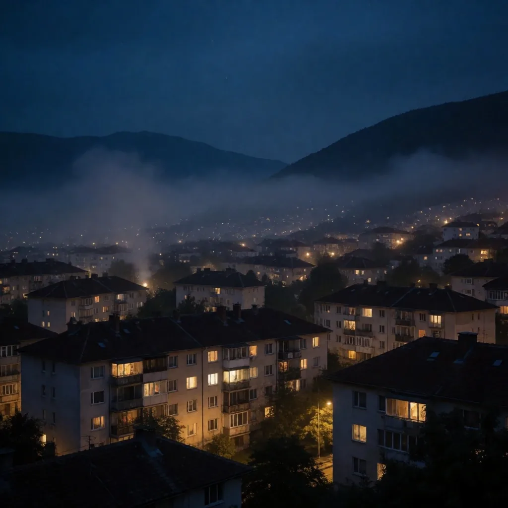 Sarajevo u sumrak s toplim svjetlima prozora