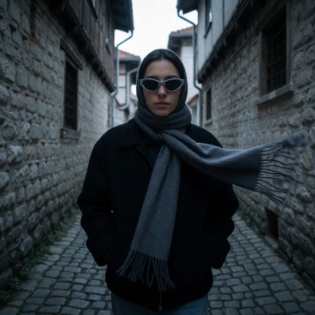Osoba sa zaštitnim naočalama u staroj sarajevskoj ulici